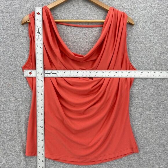 Fredericks of Hollywood Top Womens Small Peach Draped Blouse Career Sleeveless - Picture 7 of 10